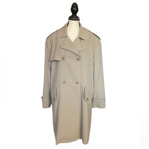Preston & York trench coat double breasted tartan plaid liner size 12